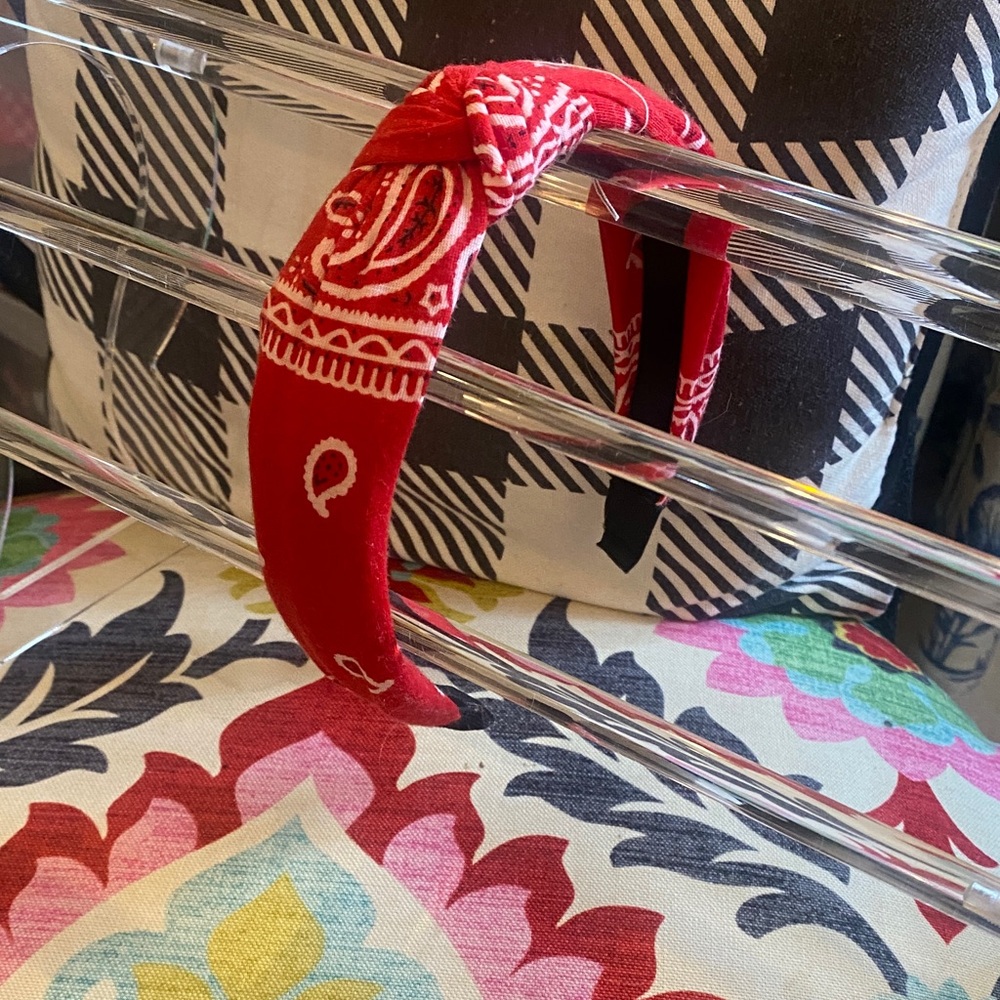Red Bandana Print Headband